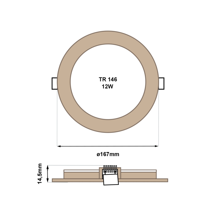 LED Hang plafondverlichting CIRCLE LED/12W/230V 4200K diameter 16,7 cm bruin