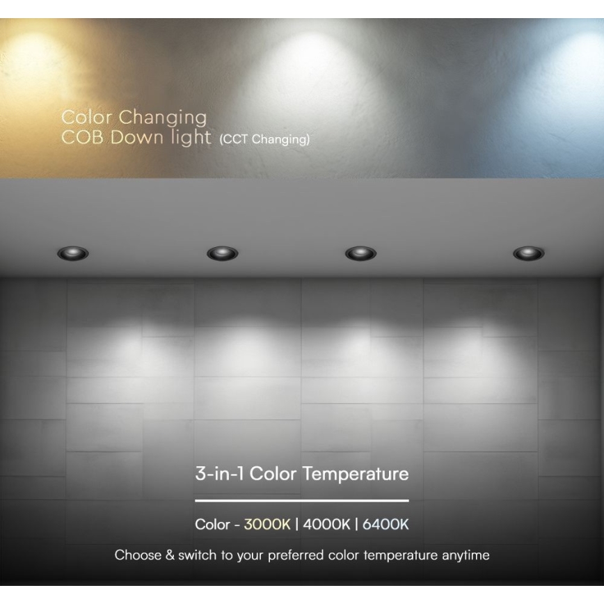 LED Hang plafondverlichting LED/12W/230V 3000/4000/6400K ø 8,6 cm zwart