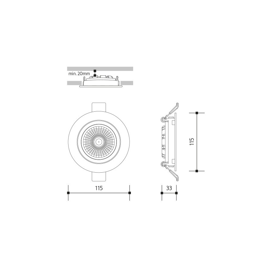LED Hang plafondverlichting LED/18W/230V 3000K diameter 11,5 cm zwart