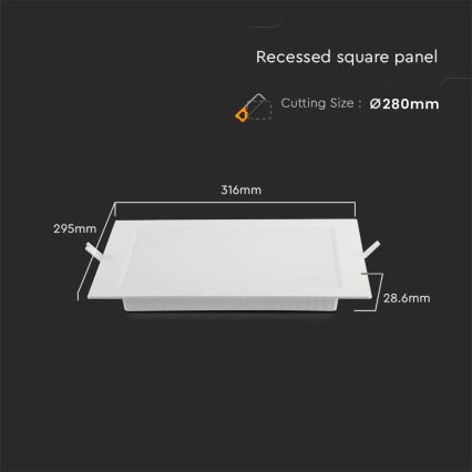 LED Hang plafondverlichting LED/24W/230V 29,5x29,5 cm 3000K wit