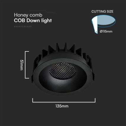 LED Hang plafondverlichting LED/24W/230V 3000/4000/6400K ø 13,5 cm zwart