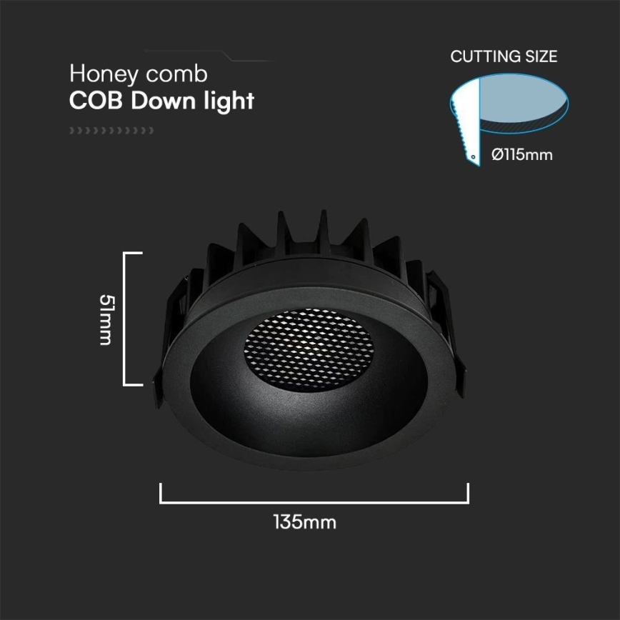 LED Hang plafondverlichting LED/24W/230V 3000/4000/6400K ø 13,5 cm zwart