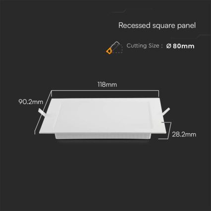 LED Hang plafondverlichting LED/3W/230V 9x9 cm 4000K wit