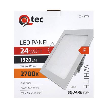 LED Hang plafondverlichting QTEC LED/24W/230V 2700K 29,2x29,2 cm