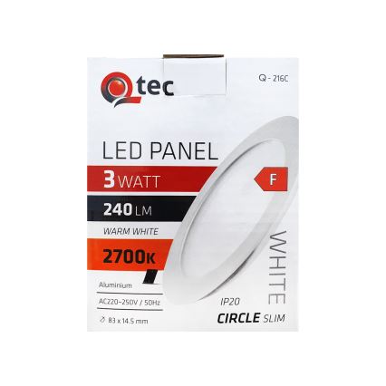 LED Hang plafondverlichting QTEC LED/3W/230V 2700K diameter 8,3 cm