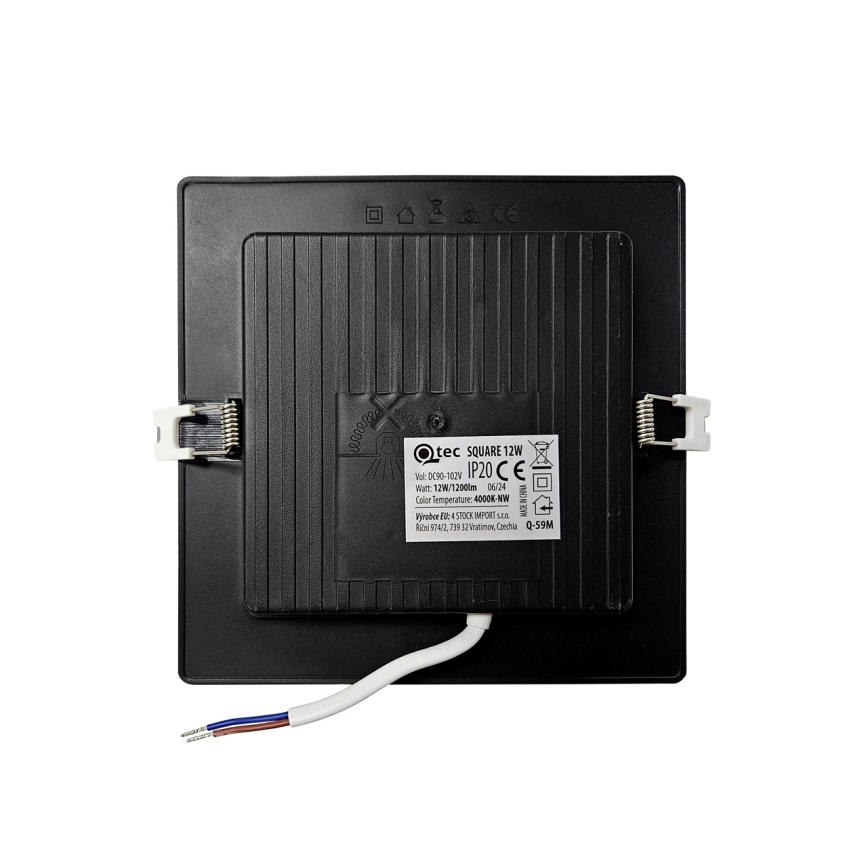 LED Hang plafondverlichting SQUARE LED/12W/230V 4000K 17x17 cm zwart