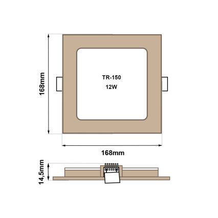 LED Hang plafondverlichting SQUARE LED/12W/230V 4200K 16,8x16,8 cm bruin