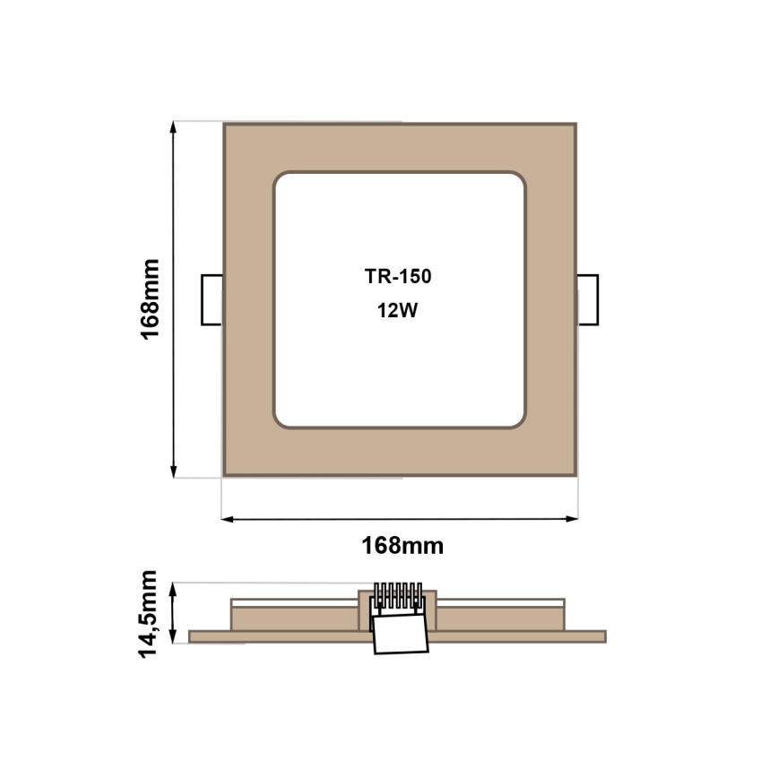 LED Hang plafondverlichting SQUARE LED/12W/230V 4200K 16,8x16,8 cm bruin
