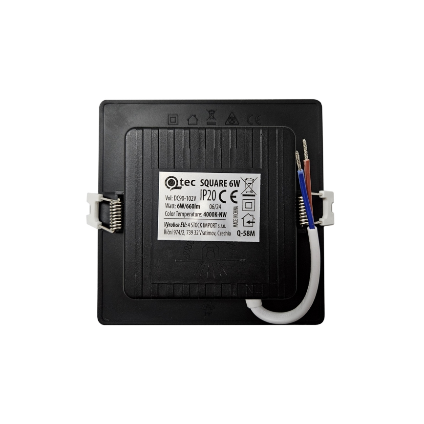 LED Hang plafondverlichting SQUARE LED/6W/230V 4000K 12x12 cm zwart