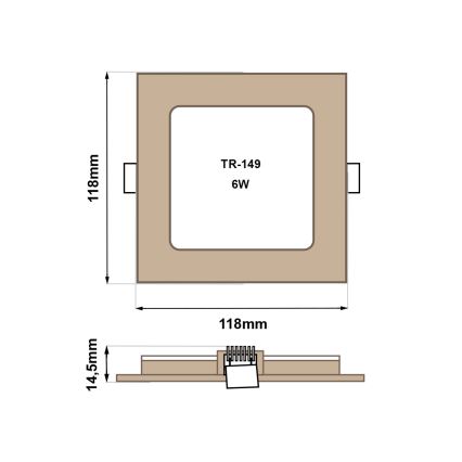 LED Hang plafondverlichting SQUARE LED/6W/230V 4200K 11,8x11,8 cm bruin