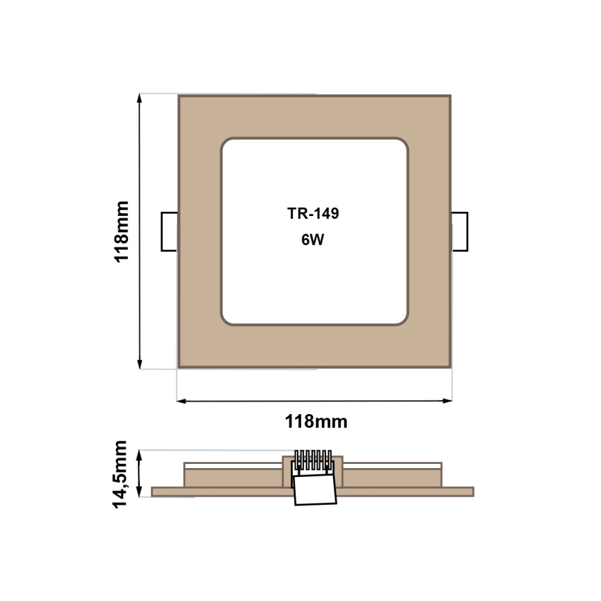 LED Hang plafondverlichting SQUARE LED/6W/230V 4200K 11,8x11,8 cm bruin