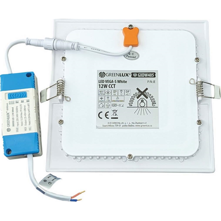 LED Hang plafondverlichting VEGA LED/12W/230V 2900/3900/5800K 17,5x17,5 cm wit