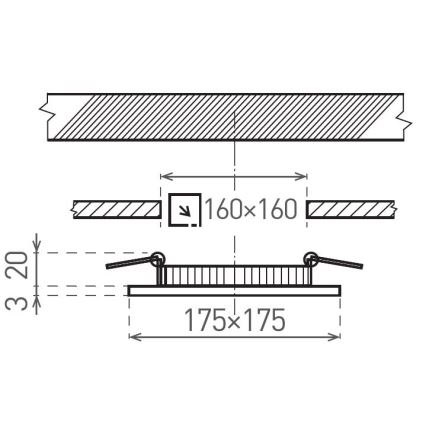 LED Hang plafondverlichting VEGA LED/12W/230V 2900/3900/5800K 17,5x17,5 cm wit