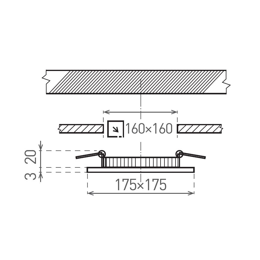 LED Hang plafondverlichting VEGA LED/12W/230V 2900/3900/5800K 17,5x17,5 cm wit