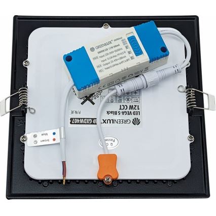 LED Hang plafondverlichting VEGA LED/12W/230V 2900/3900/5800K 17,5x17,5 cm zwart