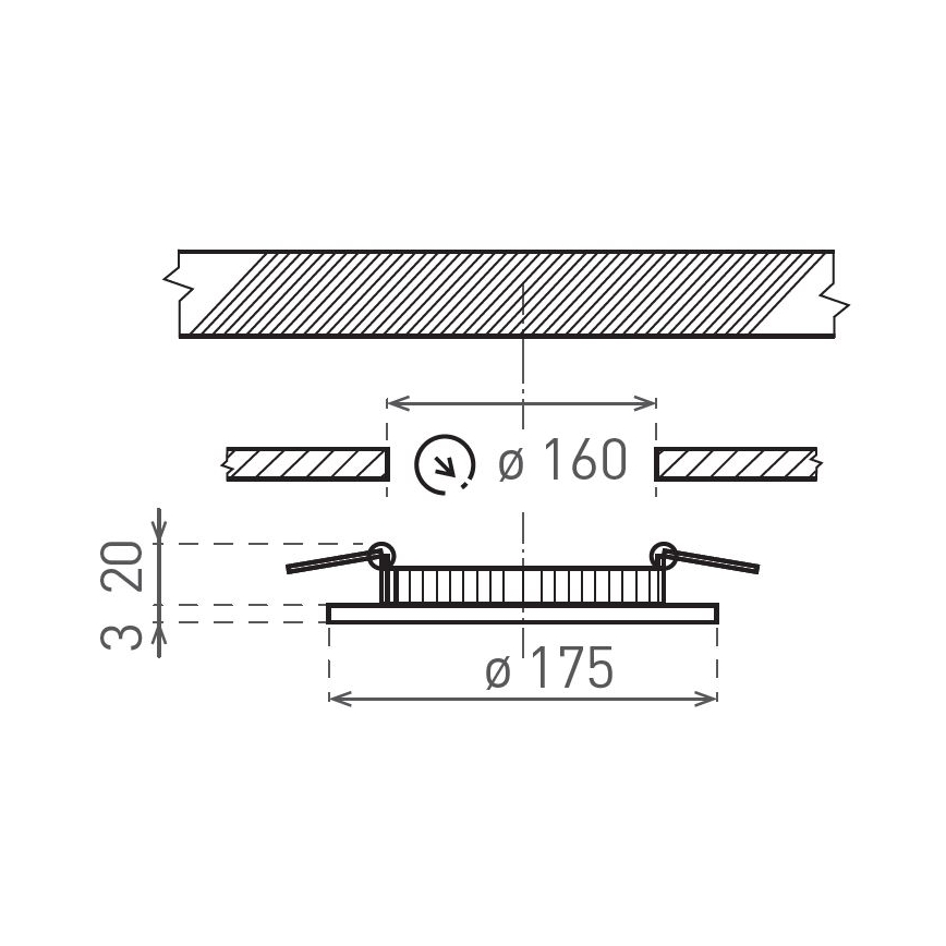 LED Hang plafondverlichting VEGA LED/12W/230V 2900/3900/5800K diameter 17,5 cm zwart