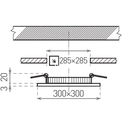LED Hang plafondverlichting VEGA LED/24W/230V 2900/3900/5800K 30x30 cm wit