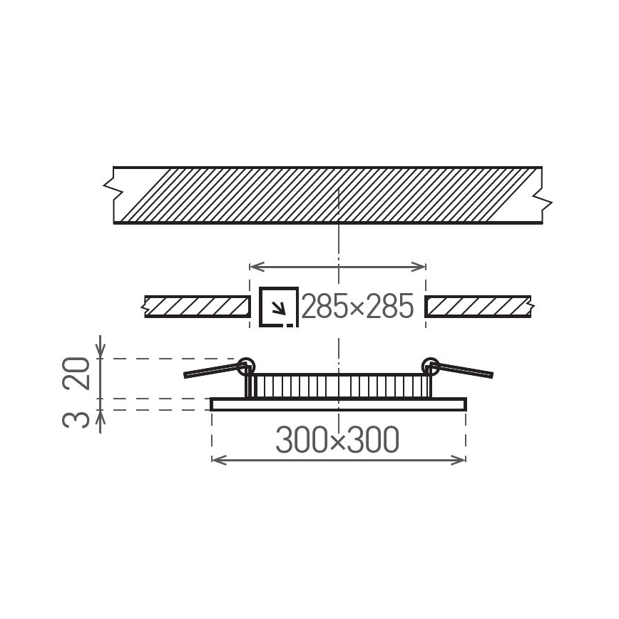 LED Hang plafondverlichting VEGA LED/24W/230V 2900/3900/5800K 30x30 cm wit