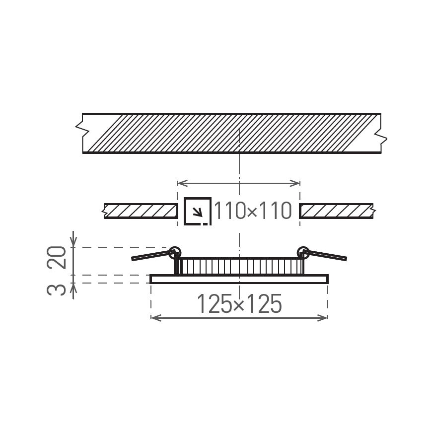 LED Hang plafondverlichting VEGA LED/6W/230V 2900/3900/5800K 12,5x12,5 cm wit