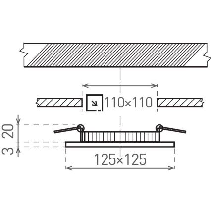 LED Hang plafondverlichting VEGA LED/6W/230V 2900/3900/5800K 12,5x12,5 cm zwart