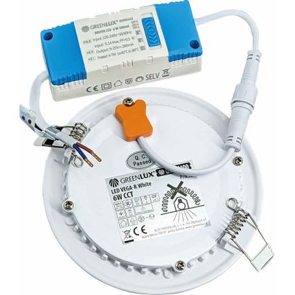 LED Hang plafondverlichting VEGA LED/6W/230V 2900/3900/5800K diameter 12,5 cm wit