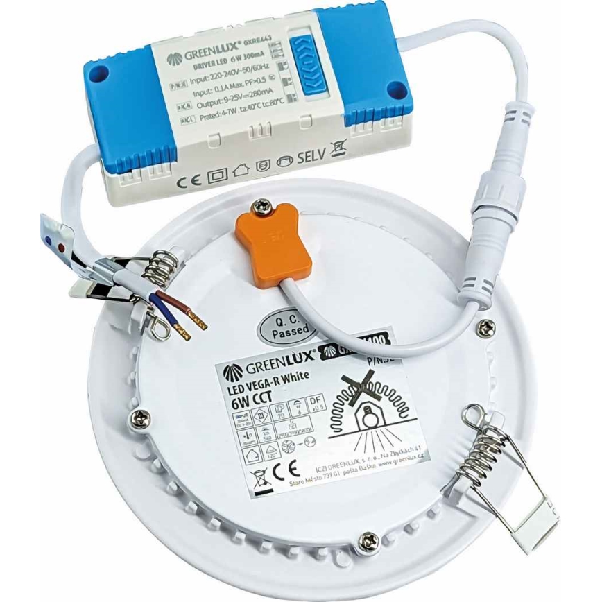 LED Hang plafondverlichting VEGA LED/6W/230V 2900/3900/5800K diameter 12,5 cm wit