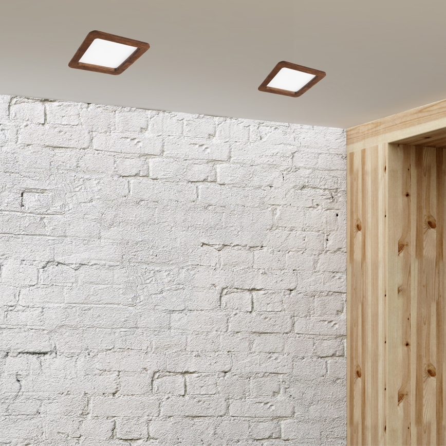 LED Hang plafondverlichting WOODY SPOT LED/17W/230V 3000K kers 18,5x18,5 cm