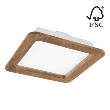 LED Hang plafondverlichting WOODY SPOT LED/17W/230V 3000K walnoot 18,5x18,5 cm