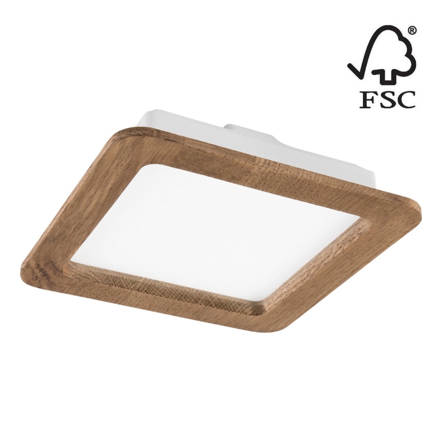 LED Hang plafondverlichting WOODY SPOT LED/17W/230V 3000K walnoot 18,5x18,5 cm