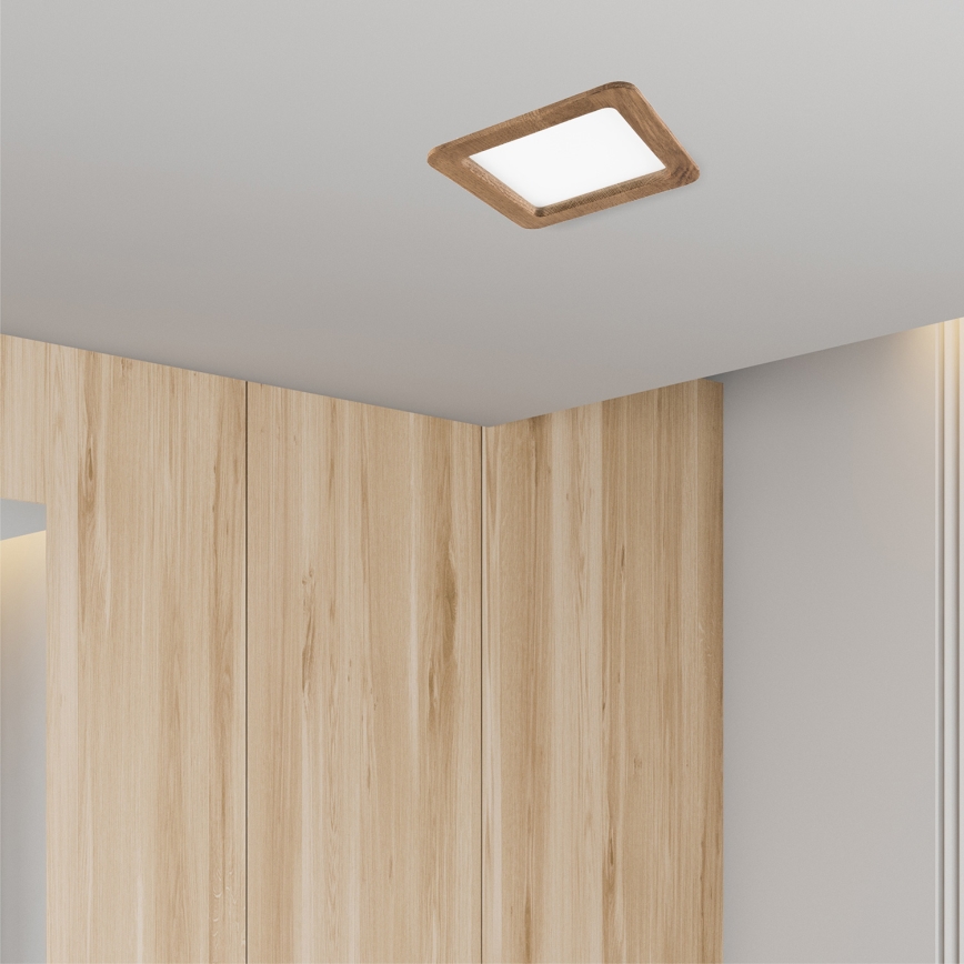 LED Hang plafondverlichting WOODY SPOT LED/17W/230V 3000K walnoot 18,5x18,5 cm