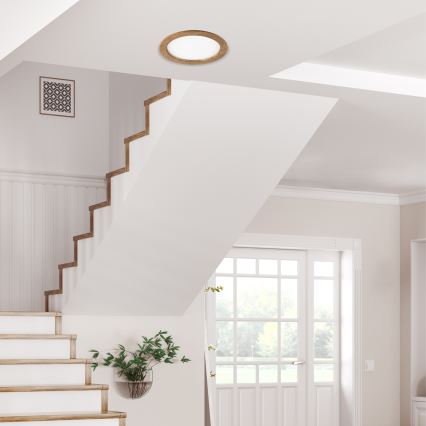 LED Hang plafondverlichting WOODY SPOT LED/23,5W/230V 4000K walnoot ø 23,5 cm