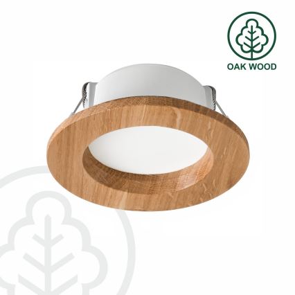 LED Hang plafondverlichting WOODY SPOT LED/5,5W/230V 4000K eiken ø 10 cm
