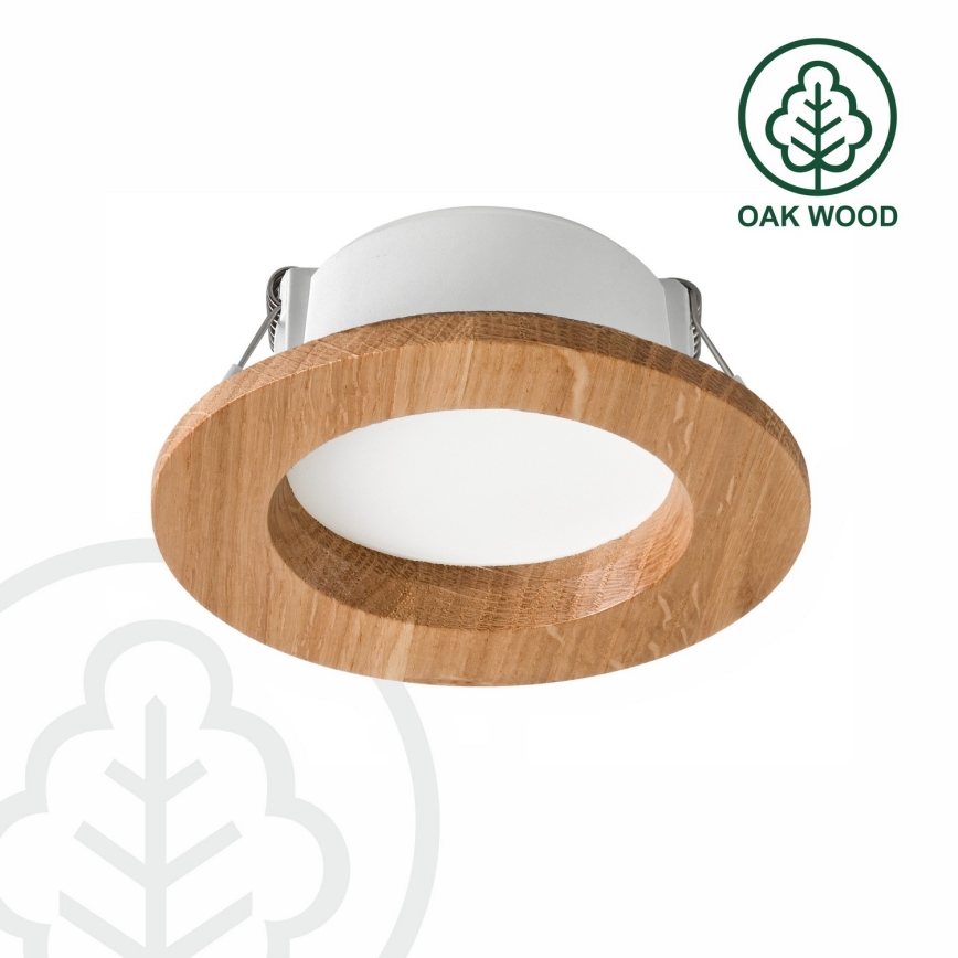 LED Hang plafondverlichting WOODY SPOT LED/5,5W/230V 4000K eiken ø 10 cm