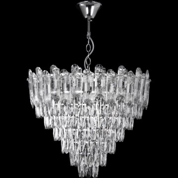 LED Hanglamp aan een ketting 11xE27/60W/230V + 7xLED/6W diameter 60 cm glanzend chroom