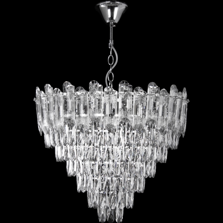 LED Hanglamp aan een ketting 11xE27/60W/230V + 7xLED/6W diameter 60 cm glanzend chroom