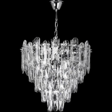 LED Hanglamp aan een ketting 7xE27/60W/230V + 4xLED/6W diameter 40 cm glanzend chroom