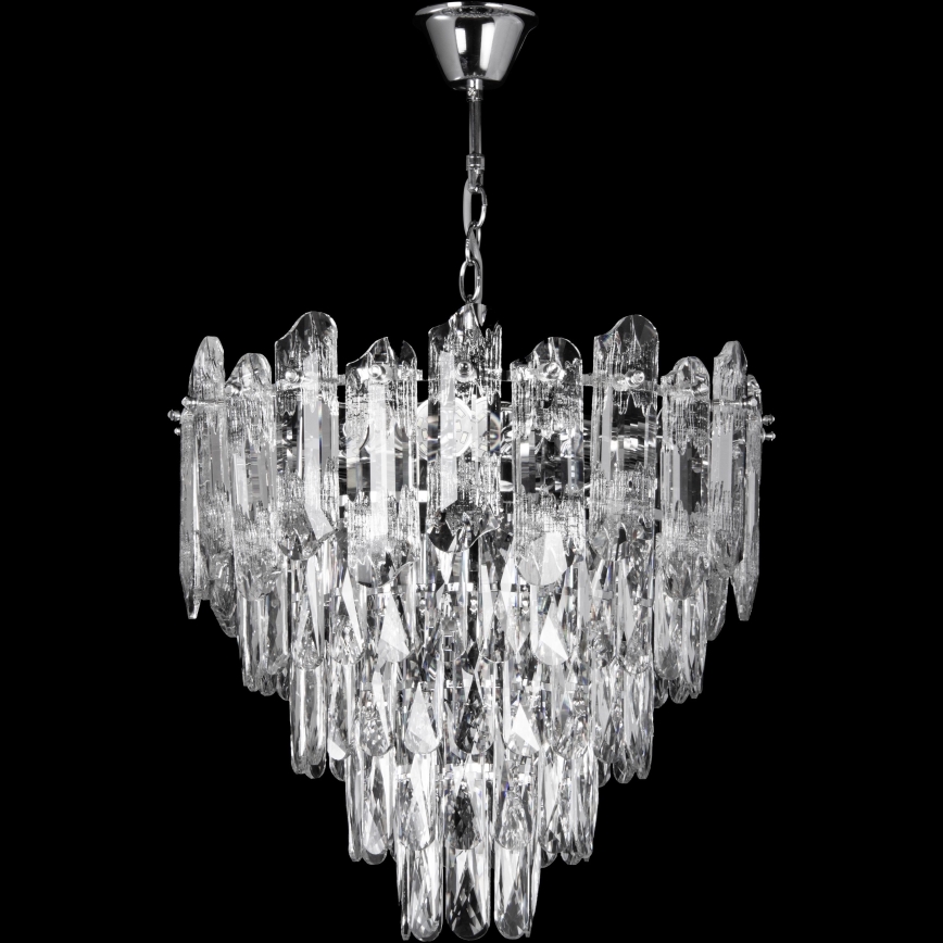 LED Hanglamp aan een ketting 7xE27/60W/230V + 4xLED/6W diameter 40 cm glanzend chroom