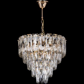 LED Hanglamp aan een ketting 7xE27/60W/230V + 4xLED/6W diameter 40 cm goud