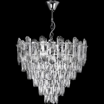 LED Hanglamp aan een ketting 9xE27/60W/230V + 6xLED/6W diameter 50 cm glanzend chroom