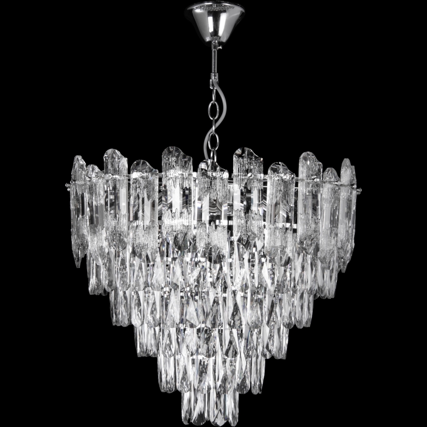 LED Hanglamp aan een ketting 9xE27/60W/230V + 6xLED/6W diameter 50 cm glanzend chroom