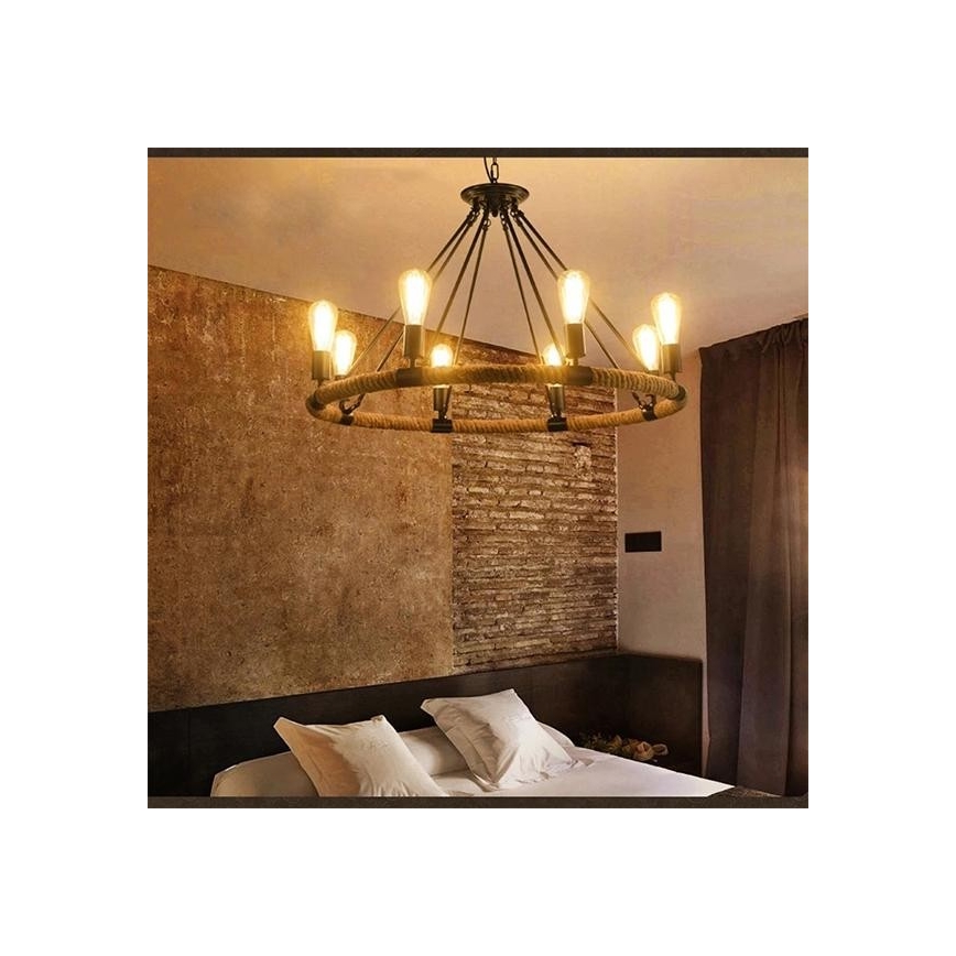 LED Hanglamp aan een ketting ROPE ARTHUR 8xE27/6W/230V