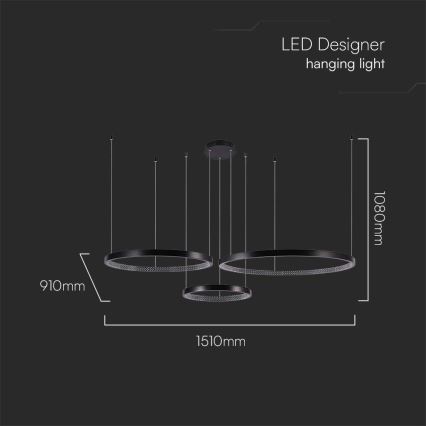 LED Hanglamp aan een koord 3xLED/19W/230V 4000K zwart