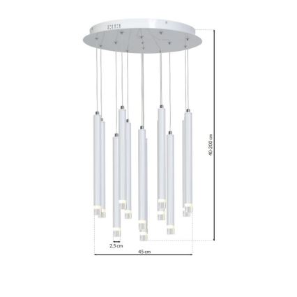 LED Hanglamp aan een koord ALBA 12xLED/1W/230V wit