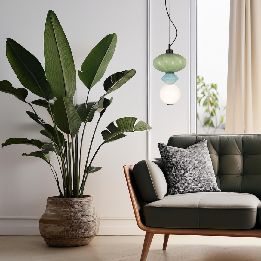 LED Hanglamp aan een koord ASCOLI LED/8W/230V diameter 20 cm groen/blauw