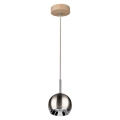 LED Hanglamp aan een koord BALL WOOD 1xGU10/5W/230V mat eiken