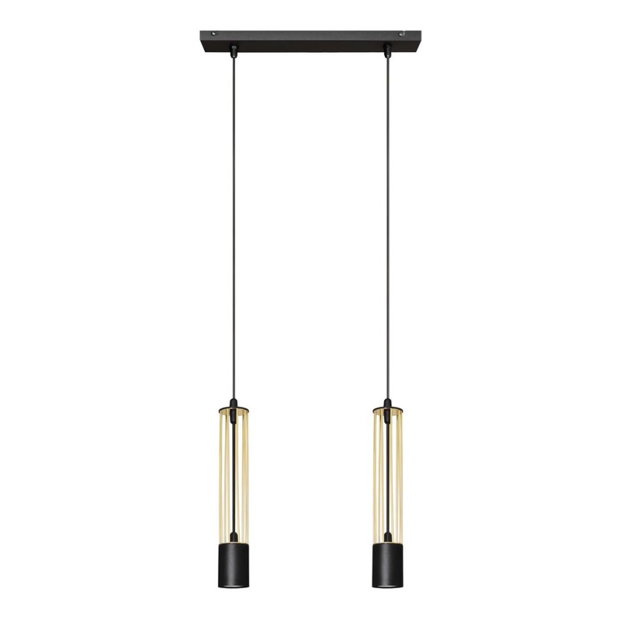 LED Hanglamp aan een koord BARS 2xGU10/4,8W/230V zwart/gouden