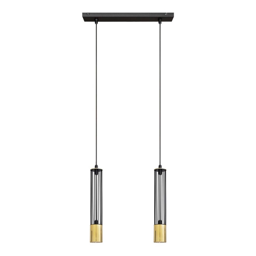 LED Hanglamp aan een koord BARS 2xGU10/4,8W/230V zwart/gouden