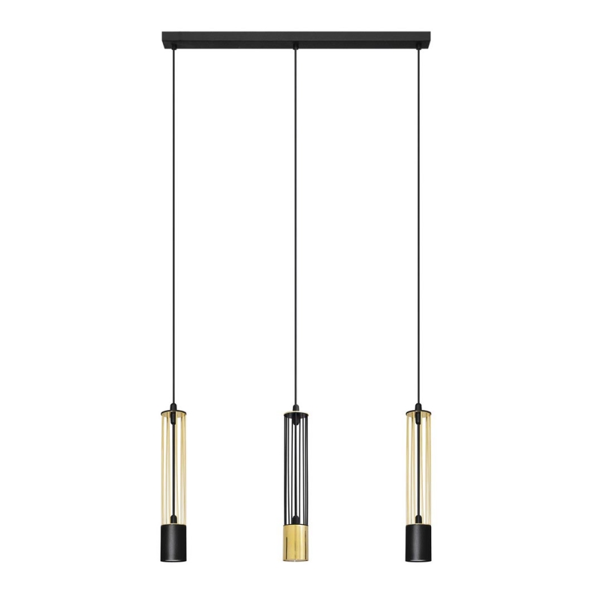 LED Hanglamp aan een koord BARS 3xGU10/4,8W/230V zwart/goud