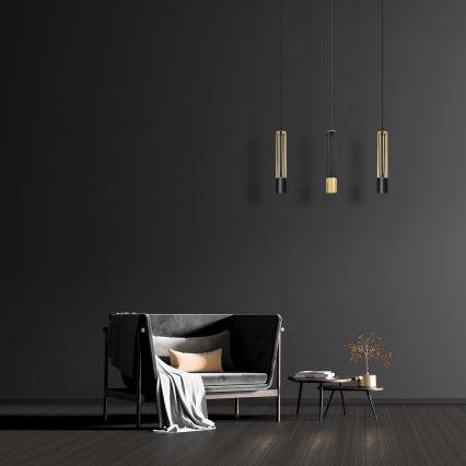 LED Hanglamp aan een koord BARS 3xGU10/4,8W/230V zwart/goud