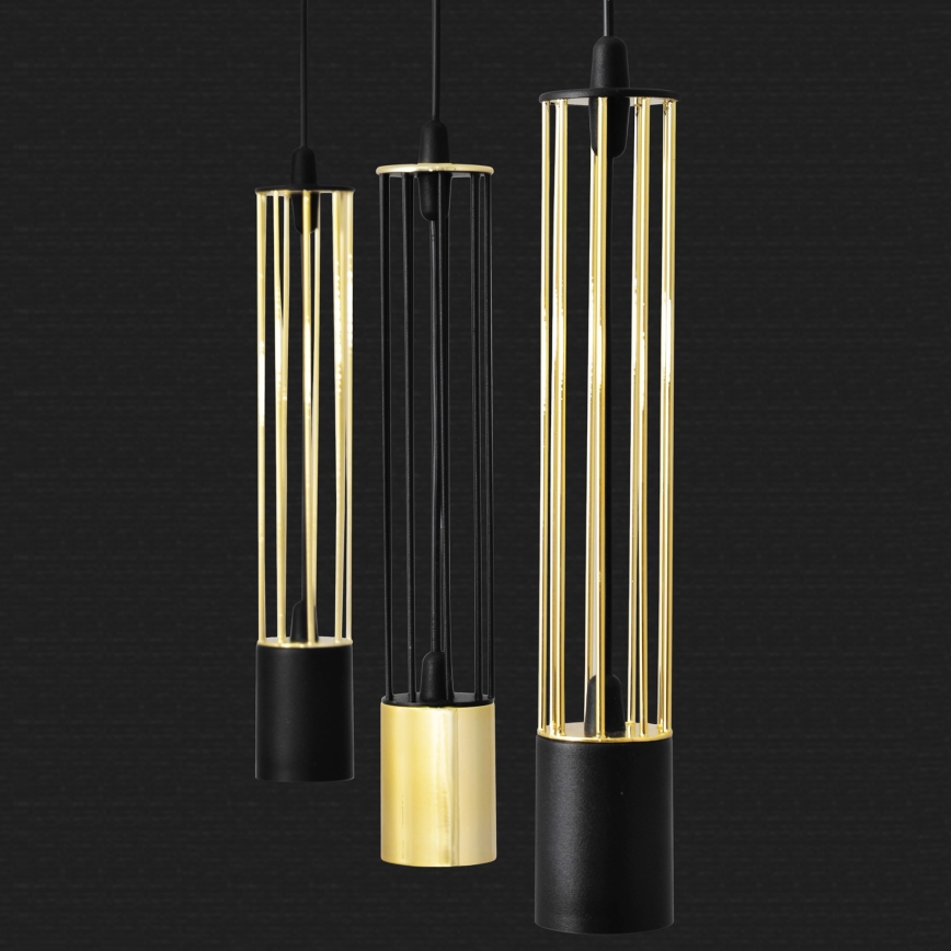 LED Hanglamp aan een koord BARS 3xGU10/4,8W/230V zwart/goud